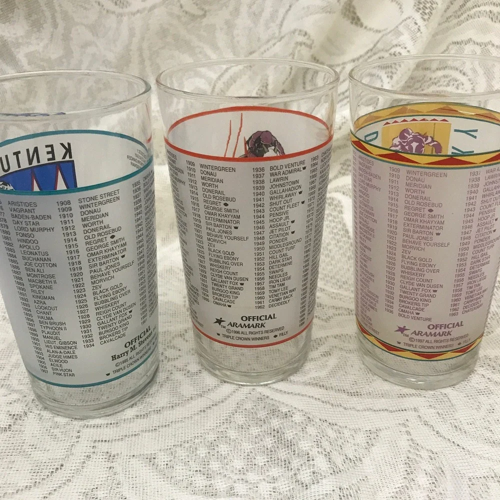 Vintage Kentucky‎ Derby Glasses, 1995 Derby 121, 1996 Derby 122, 1997 Derby 123